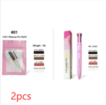 Pinceau cosmétique 4 en 1 – Enlumineur, Lèvres, Yeux & Crayon à sourcils