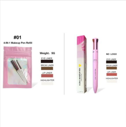 Pinceau cosmétique 4 en 1 – Enlumineur, Lèvres, Yeux & Crayon à sourcils
