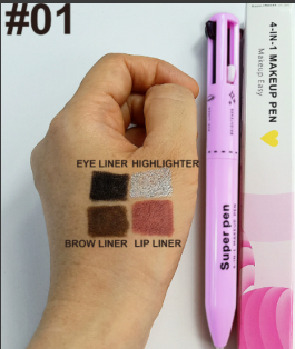 Pinceau cosmétique 4 en 1 – Enlumineur, Lèvres, Yeux & Crayon à sourcils