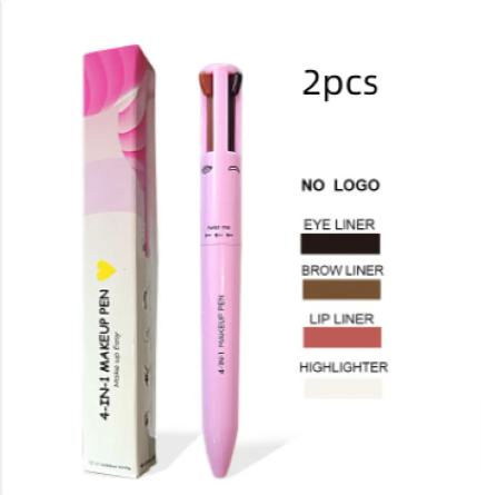 Pinceau cosmétique 4 en 1 – Enlumineur, Lèvres, Yeux & Crayon à sourcils