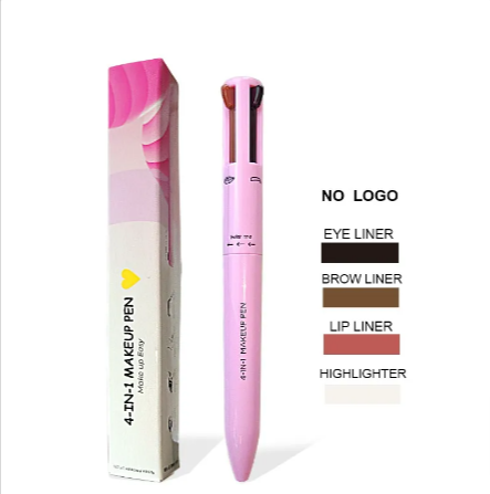 Pinceau cosmétique 4 en 1 – Enlumineur, Lèvres, Yeux & Crayon à sourcils