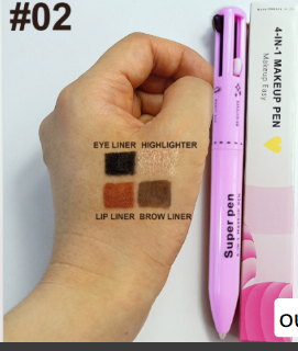 Pinceau cosmétique 4 en 1 – Enlumineur, Lèvres, Yeux & Crayon à sourcils