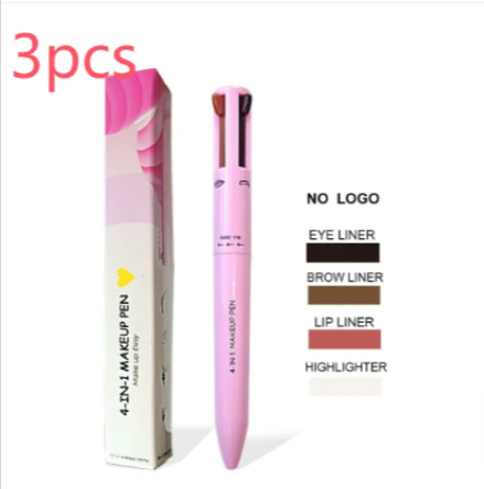 Pinceau cosmétique 4 en 1 – Enlumineur, Lèvres, Yeux & Crayon à sourcils