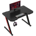 Gaming desk 80x52 cm, gaming desk, PC table with headphones hook and carbon fiber coating