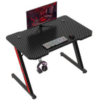 Gaming desk 80x52 cm, gaming desk, PC table with headphones hook and carbon fiber coating