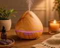 Diffuseur d’huiles essentielles à finition bois, à ultrasons avec éclairage LED