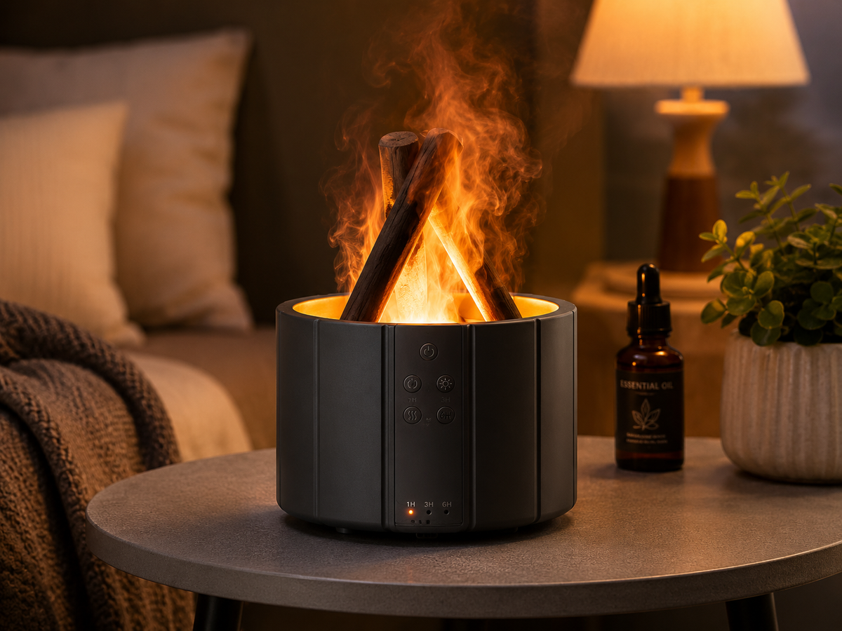 Diffuseur d’huiles essentielles à effet feu de camp, à ultrasons avec éclairage LED
