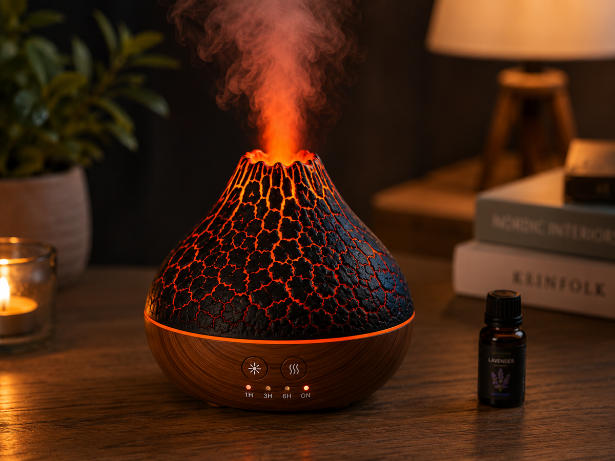 Diffuseur d’arômes Volcano Mist – Humidificateur à ultrasons pour huiles essentielles avec lumière LED
