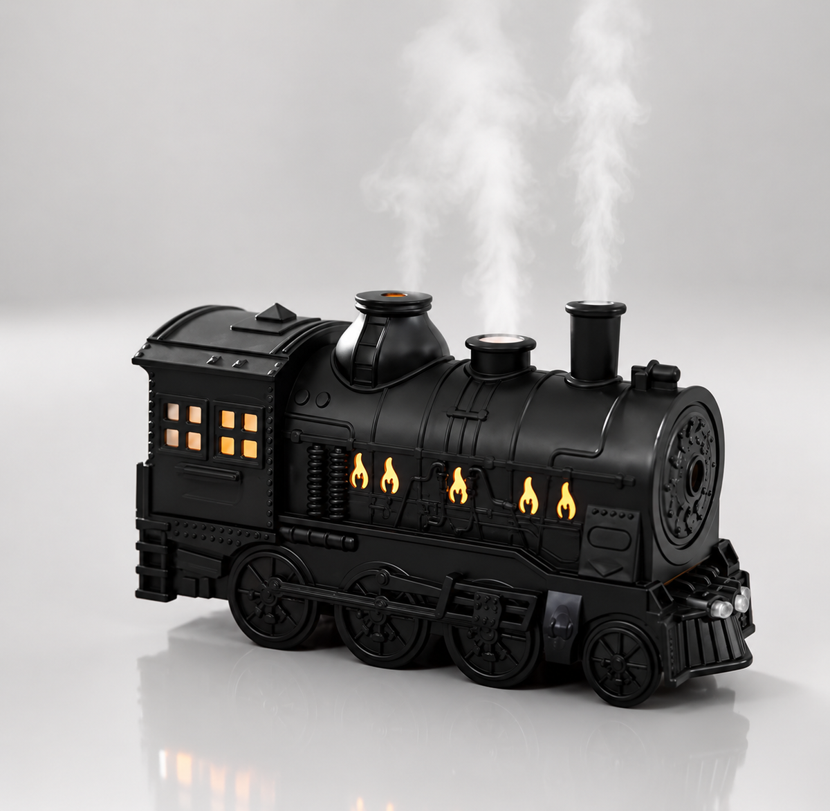 Diffuseur d’huiles essentielles en forme de train à double sortie de brume