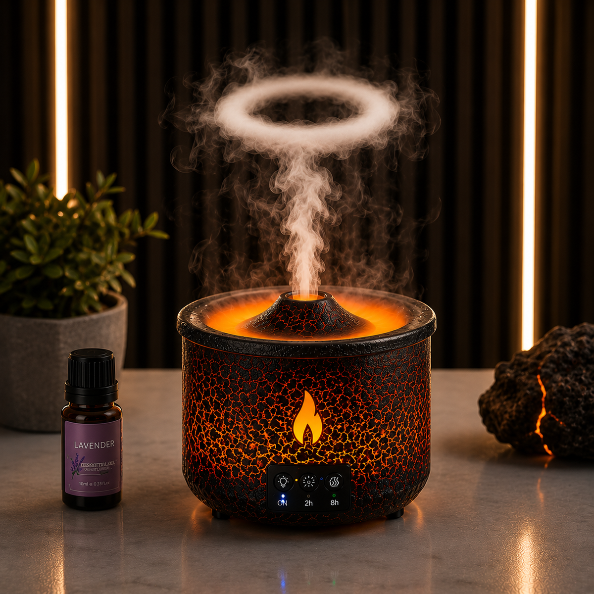 Diffuseur d'arôme flamme volcan 360 ml humidificateur à anneau de fumée