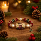 Christmas Bracelet Stretch Beaded Bracelet Christmas Tree Elk Stocking Charms Christmas New Years Gift Droshipping
