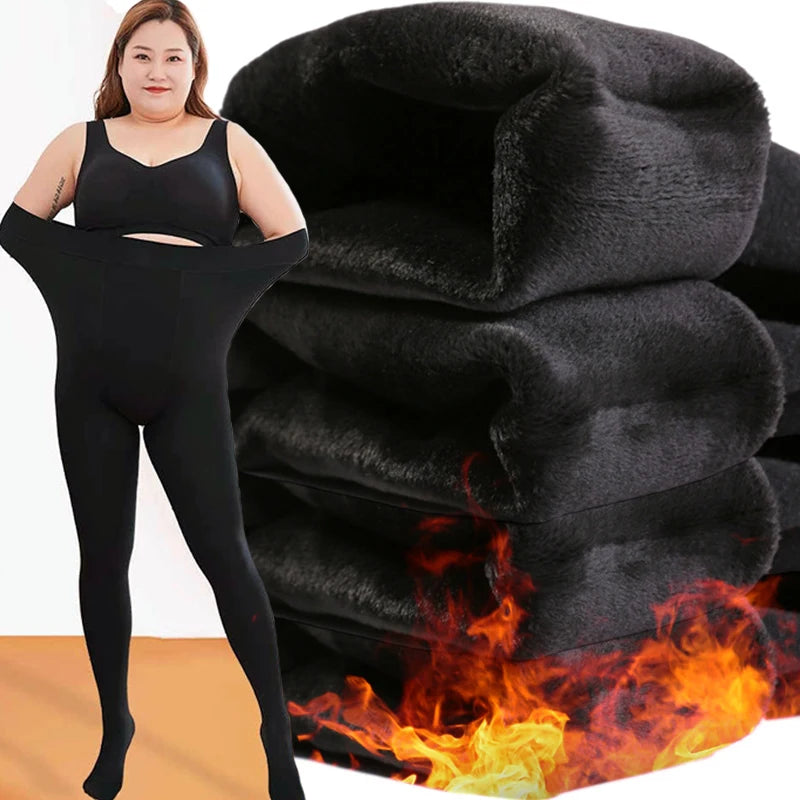 Women New Large Size Pantyhose with Extra Thick Fleece and One-piece Leggings Colored Tight Fitting Pantyhose