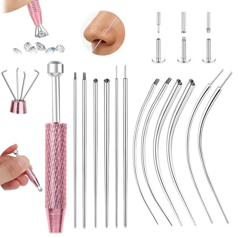 13pcs Stainless Steel Piercing Taper Tool Professional Earring Tool Puncture Connecting Pin Earring Applicator