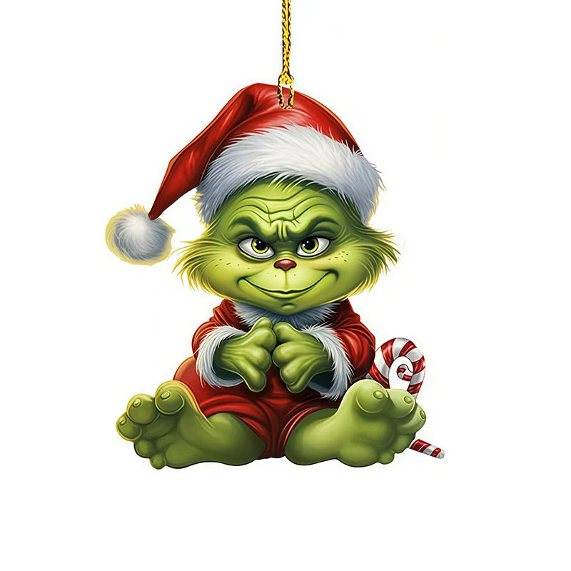 Creative Grinch Christmas Tree Decoration Green Hanging Ornament Cartoon Pendants Craft Holiday Thanksgiving Home Party Birthday