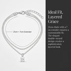 Adjustable Double Layer Cubic Zirconia Six Prong Anklet Summer Beach Waterproof Foot Jewelry Suitable For Daily Parties Banquet