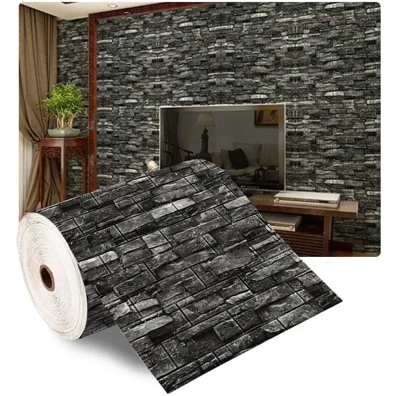 Rouleau de papier peint adhésif 3D en mousse douce, motif briques, 70 cm x 2 m, pour salon, maison, cuisine et salle de bains, décoration murale à monter soi-même