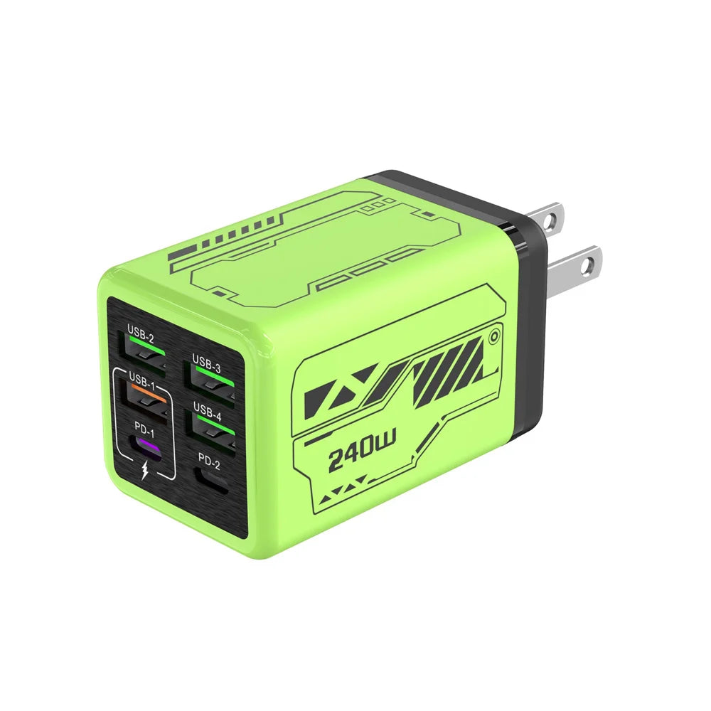 Chargeur mobile USB GaN 240 W, adaptateur secteur mural à charge rapide Type-C pour iPhone, Xiaomi, Huawei, prises UE/US/UK/KR