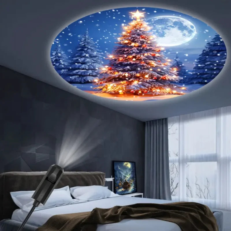 Projecteur LED de Noël 3/6/24 pièces Motifs de projection- Veilleuse réglable Père Noël Sapin de Noël Décoration de Noël