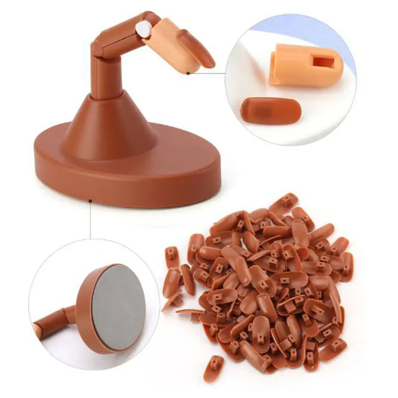 Nail Training Hand Nail Practice Model With Base Showing Shelf Manicurist Beginner Manipulator Activity Finger Nail Piece Set