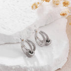 Silver Color Cubic Zirconia Double Layer Cartilage Earring Ear Clip Waterproof Allergy Womens Jewelry No Perforation Required