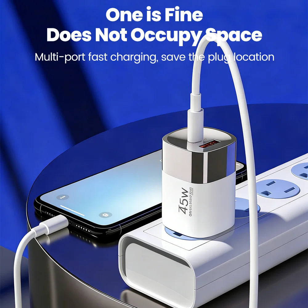 Chargeur de téléphone USB Type C Elough 45W Charge Super Rapide Double Port Mural Adaptateur USB PD Pour iPhone Realme Huawei Chargeur USB C