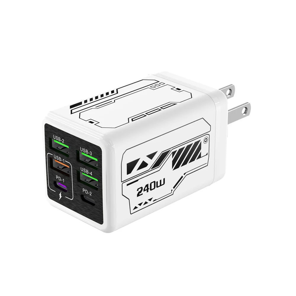 Chargeur mobile USB GaN 240 W, adaptateur secteur mural à charge rapide Type-C pour iPhone, Xiaomi, Huawei, prises UE/US/UK/KR