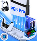 BEBONCOOL for PS5/PS5 Slim/PS5 Pro Stand with Headphone Hook Cooling Stand&Controller Charger for PS5 With 3 Levels Cooling Fan