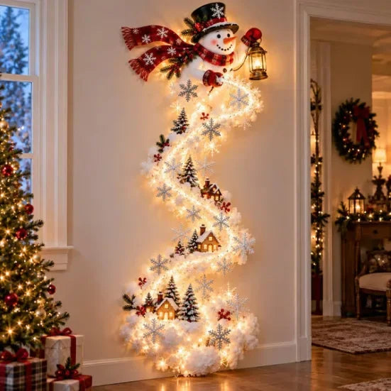 Applique murale LED « Chemin de la magie de Noël » avec scène de Noël lumineuse, décoration murale avec Père Noël, traîneau et rennes à suspendre pour fête