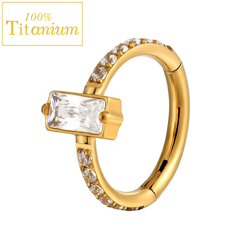 Piercing clicker en titane G23 pour daith, hélix, septum nasal, avec zircon, anneau pour le nez, le cartilage ou le tragus, bijou de corps 16G