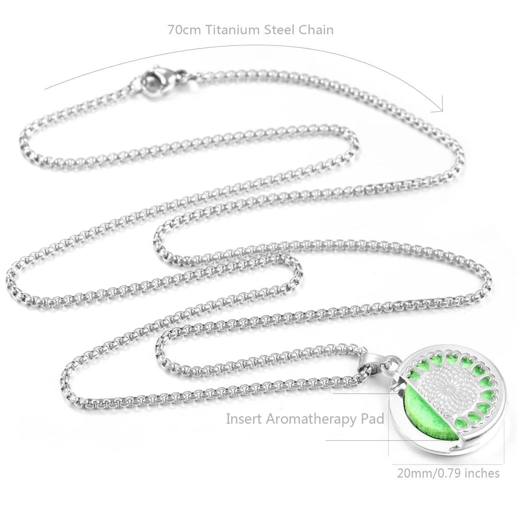 Trendy 20mm Tree of Life Stainless Steel Aromatherapy Lockets Insert Pad Perfume Pendant Necklace Essential Oil Diffuser Jewelry