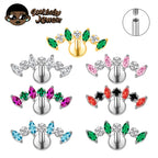 ASTM F136 Titanium Straight CZ Climber Cartilage Helix Percing Earring Curved Marquise Tragus Labret Stud Flat Back Body Jewelry