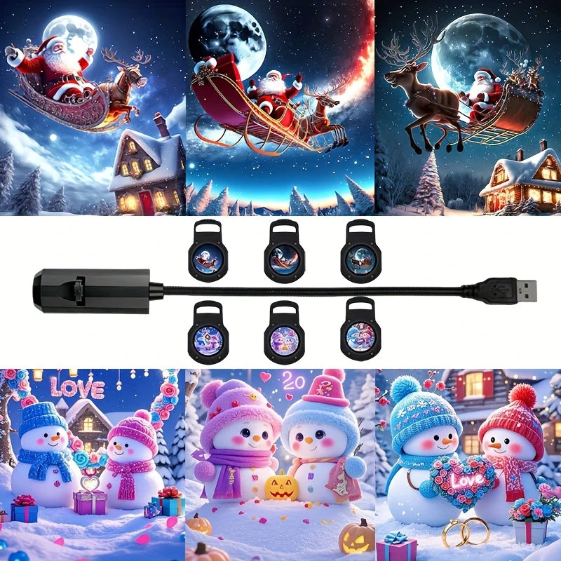 Projecteur LED de Noël 3/6/24 pièces Motifs de projection- Veilleuse réglable Père Noël Sapin de Noël Décoration de Noël