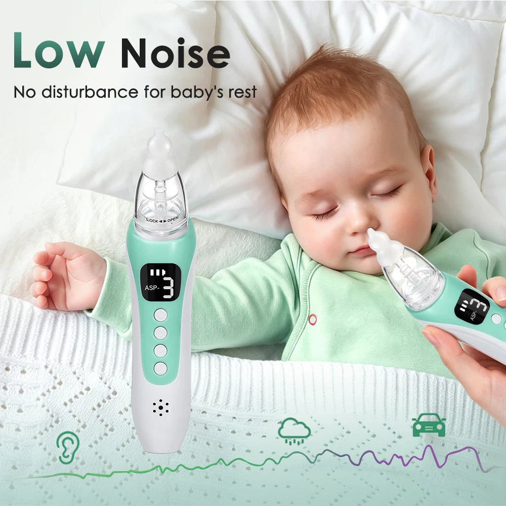 Aspirateur nasal électrique pour bébé, aspirateur de nez rechargeable pour nouveau-né et tout-petit, 3 niveaux d'aspiration, 10 mélodies apaisantes, embouts en silicone