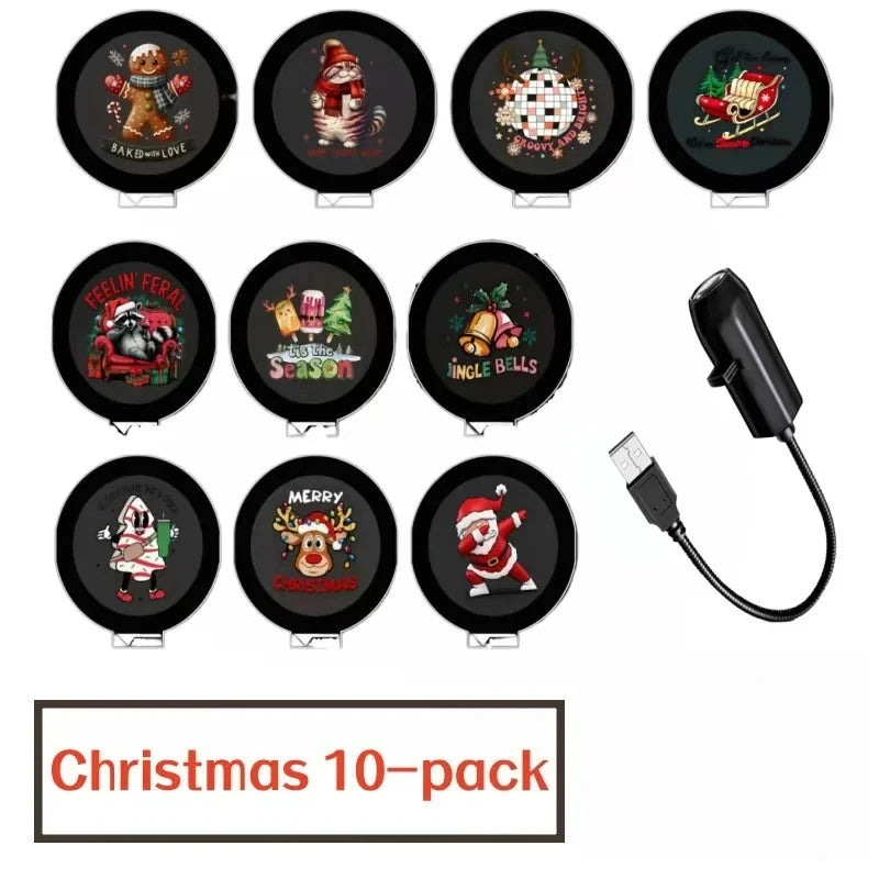 Projecteur LED de Noël 3/6/24 pièces Motifs de projection- Veilleuse réglable Père Noël Sapin de Noël Décoration de Noël