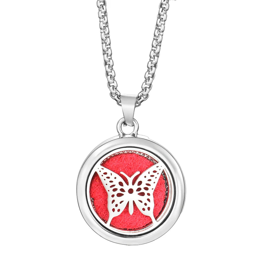 Trendy 20mm Tree of Life Stainless Steel Aromatherapy Lockets Insert Pad Perfume Pendant Necklace Essential Oil Diffuser Jewelry
