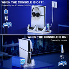 BEBONCOOL for PS5/PS5 Slim/PS5 Pro Stand with Headphone Hook Cooling Stand&Controller Charger for PS5 With 3 Levels Cooling Fan