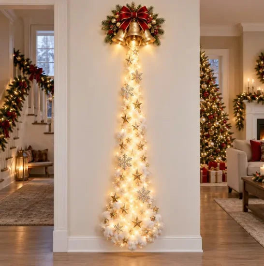 Applique murale LED « Chemin de la magie de Noël » avec scène de Noël lumineuse, décoration murale avec Père Noël, traîneau et rennes à suspendre pour fête