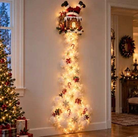 Applique murale LED « Chemin de la magie de Noël » avec scène de Noël lumineuse, décoration murale avec Père Noël, traîneau et rennes à suspendre pour fête