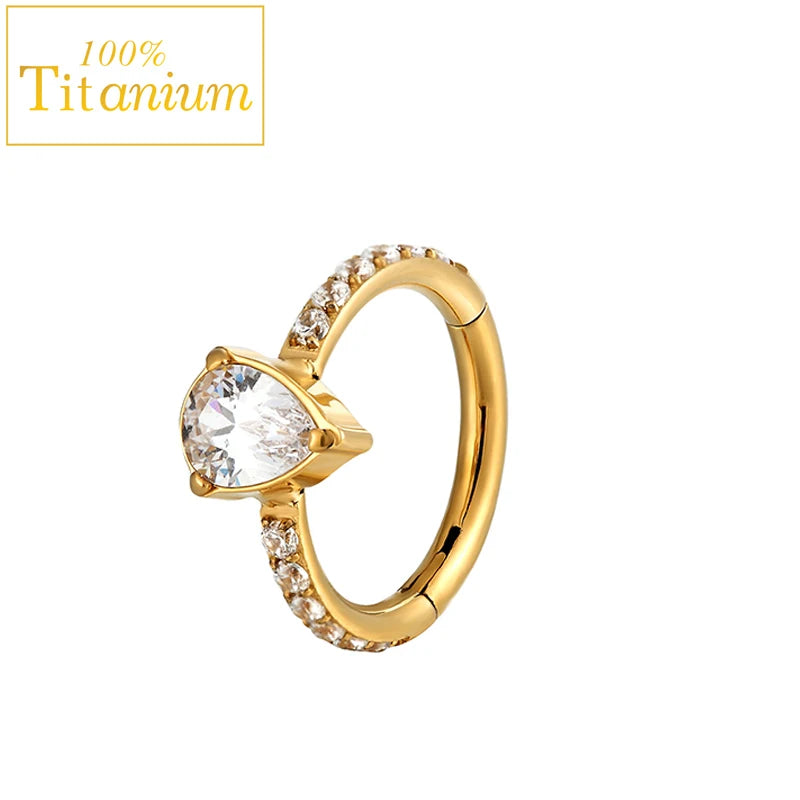 Piercing clicker en titane G23 pour daith, hélix, septum nasal, avec zircon, anneau pour le nez, le cartilage ou le tragus, bijou de corps 16G