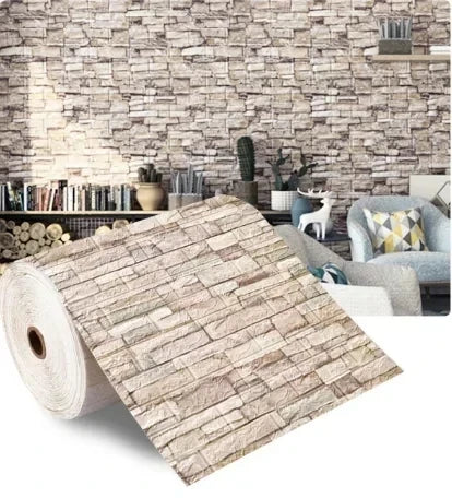 Rouleau de papier peint adhésif 3D en mousse douce, motif briques, 70 cm x 2 m, pour salon, maison, cuisine et salle de bains, décoration murale à monter soi-même