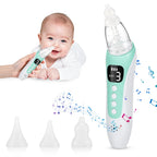 Electric Baby Nasal Aspirator, Rechargeable Nose Sucker for Newborn Toddler, 3 Suction Levels, 10 Soothing Songs, Silicone Tips