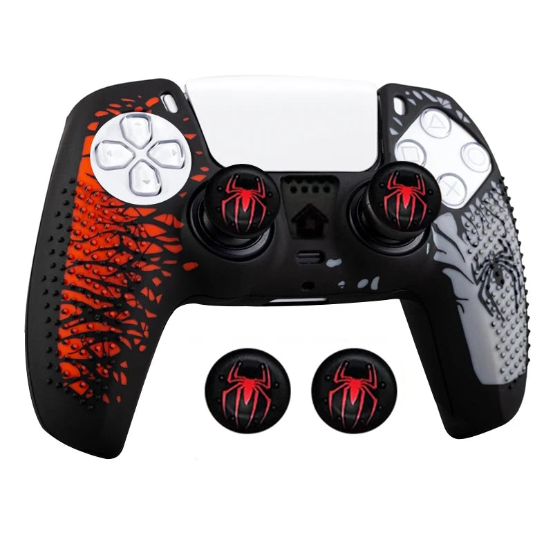 Coque de protection antidérapante en silicone pour manette PS5 avec grips en caoutchouc pour joysticks et autocollant pour pavé tactile pour PS5