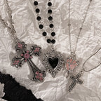 Y2K Sweet Cool Girl Personalized Creative Cross Love Pendant Necklace, Suitable for Daily Wearing