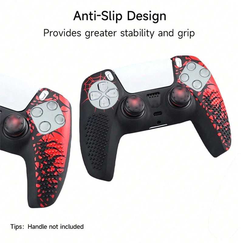 Coque de protection antidérapante en silicone pour manette PS5 avec grips en caoutchouc pour joysticks et autocollant pour pavé tactile pour PS5