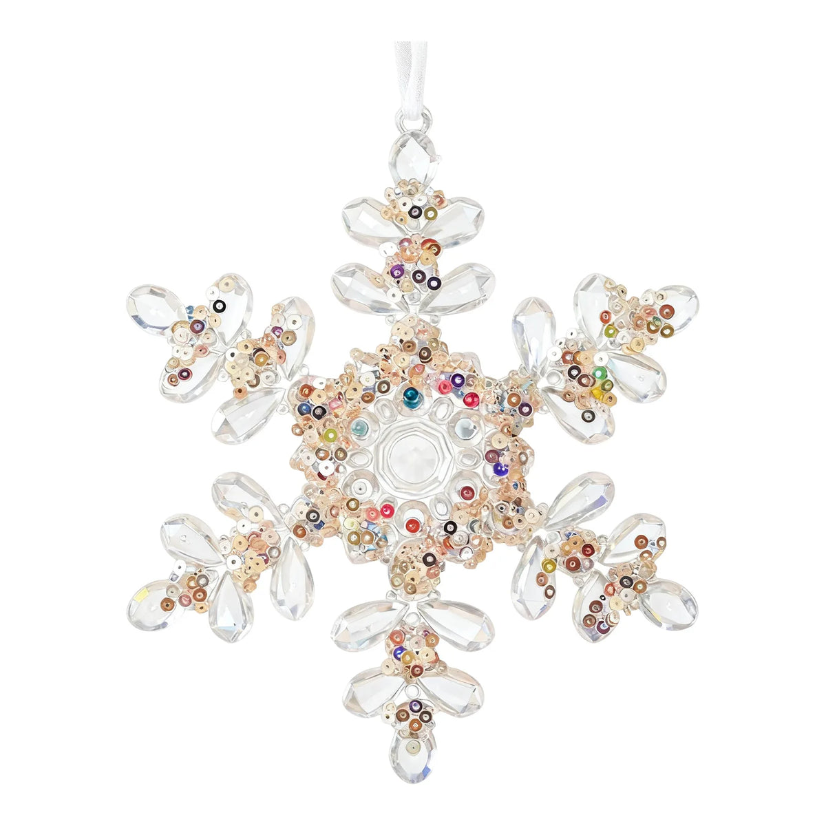 Décoration de sapin de Noël, ornements en cristal suspendus en forme de flocon de neige et de stalactite, cristal transparent, décoration de fête de Noël
