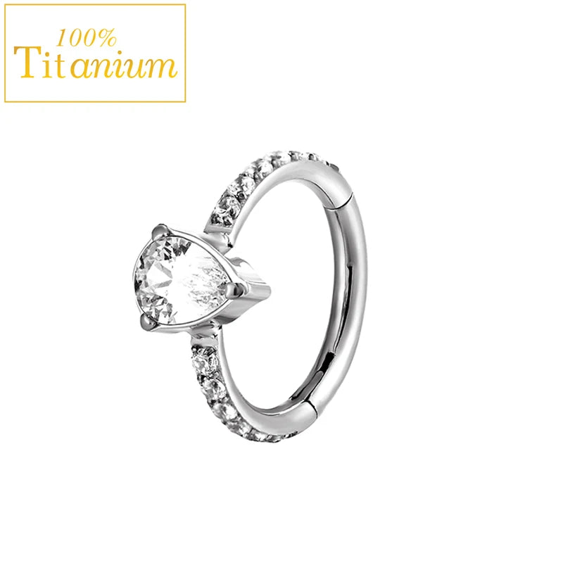 Piercing clicker en titane G23 pour daith, hélix, septum nasal, avec zircon, anneau pour le nez, le cartilage ou le tragus, bijou de corps 16G