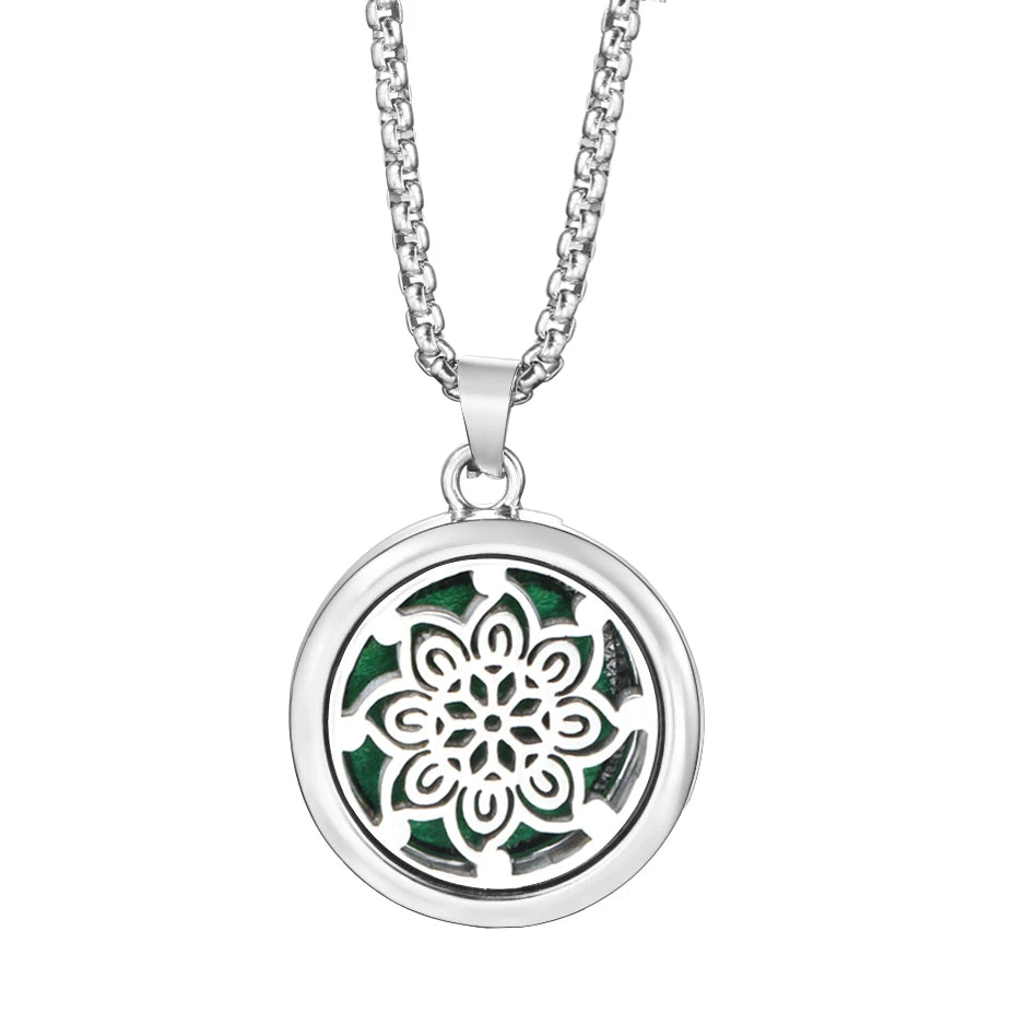 Trendy 20mm Tree of Life Stainless Steel Aromatherapy Lockets Insert Pad Perfume Pendant Necklace Essential Oil Diffuser Jewelry