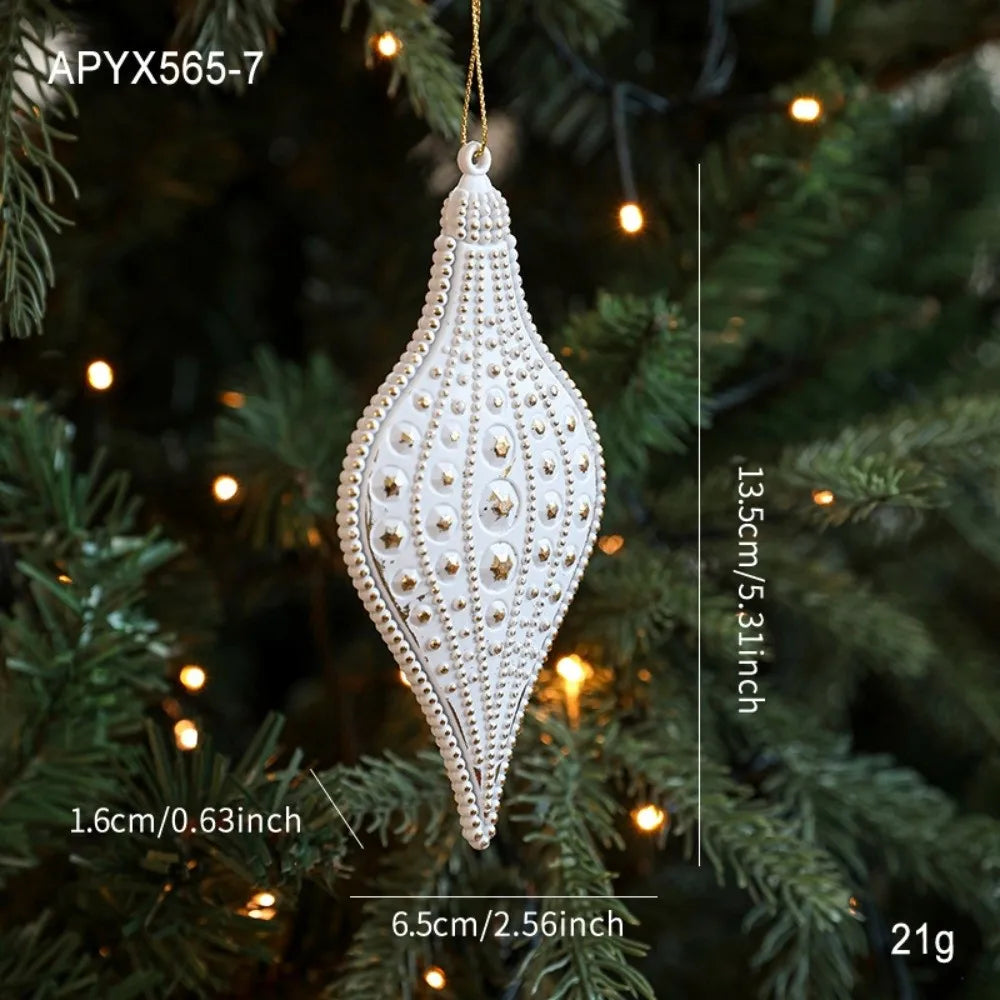Décoration de fête, décoration de Noël en plastique blanc, flocon de neige, boule de Noël avec élan, décoration pour sapin de Noël, célébration de Noël