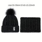 Brand Winter Knitted Scarf Hat Set Thick Warm Skullies Beanies Hats for Women Solid Outdoor Snow Riding Ski Bonnet Caps Girl