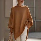 New women's autumn and winter round neck long-sleeved tops knitted pullover loose lazy style solid color women's casual sweater